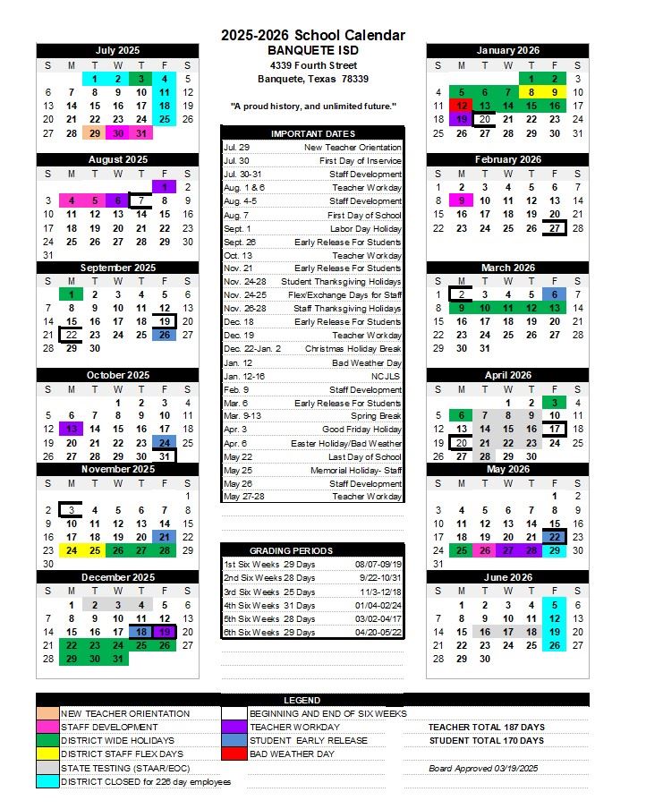 2025-26 School Calendar